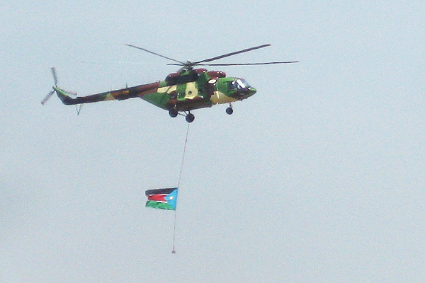 SPAF Mi17 helicopter above Juba Airport, South Sudan